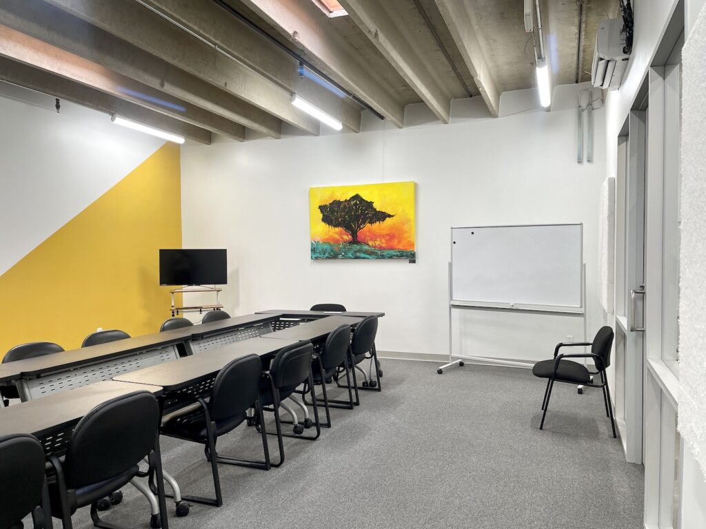 20 person conference room pictured at Sesh Coworking, an office and event space in Houston