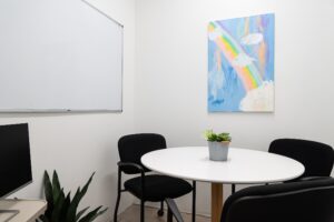 3 person meeting room at Sesh Coworking in Houston Texas