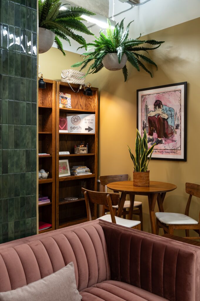 Founders Lounge at Sesh Coworking, for podcast recordings, interviews and VIP meetings, Midtown Houston