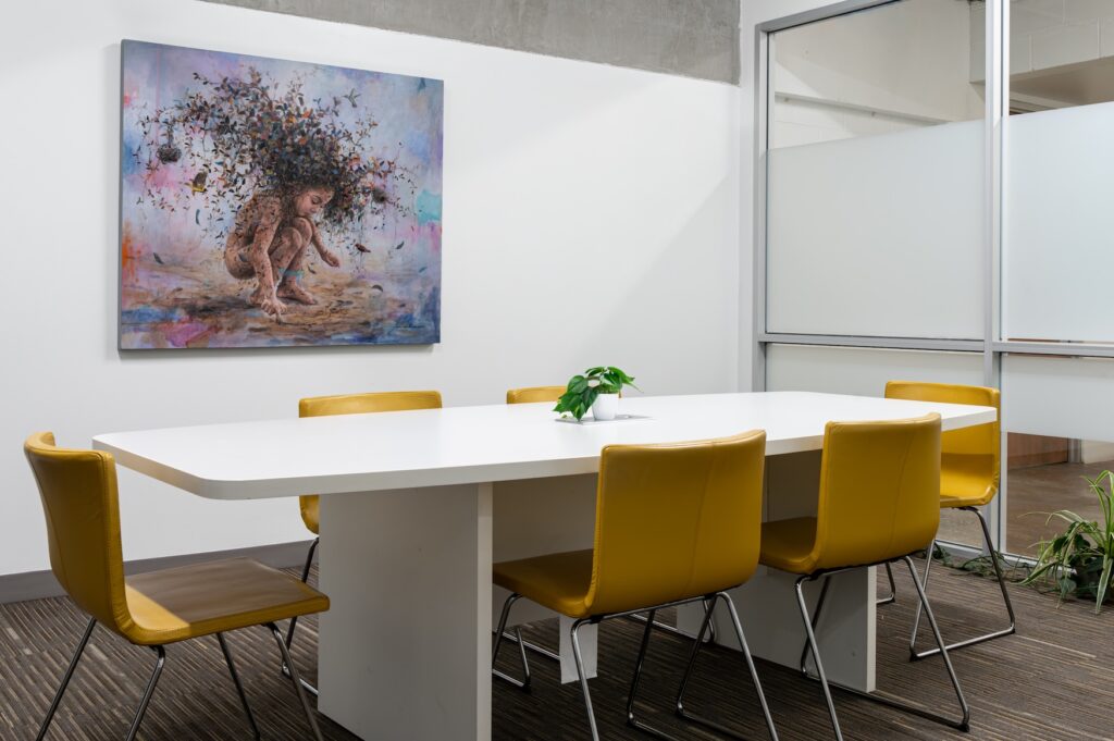 6 person conference room at Sesh Coworking, located in Midtown Houston Texas